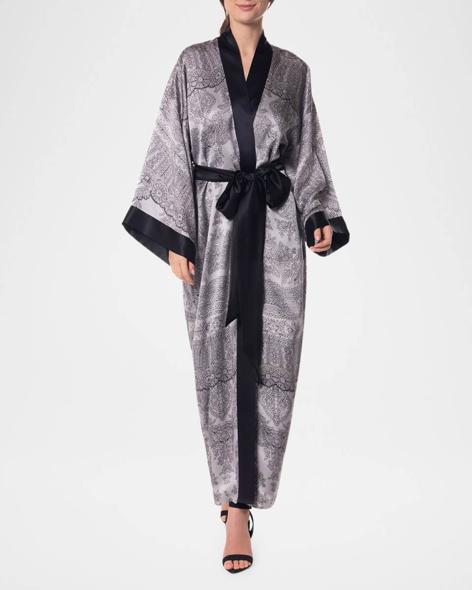 Bardot Lace-Print Silk Rob